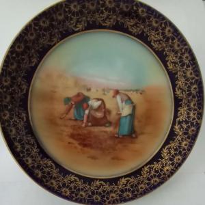 Photo of Hand Painted Plates with Cobalt and Gold Rims