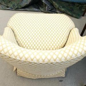 Photo of Club Chairs with Wheels - Yellow/Cream Fabric