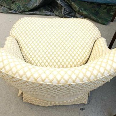 Photo of Club Chairs with Wheels - Yellow/Cream Fabric