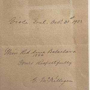 Photo of G. McKilligan signed 1903 note