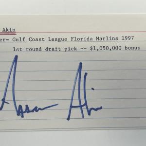 Photo of Florida Marlins Aaron Akin autograph note