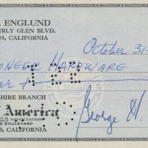 Photo of George Englund signed check