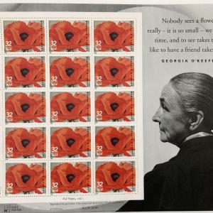Photo of Georgia O'Keeffe US Postage Sheet of 15 32 Cent Stamps Scott 3069