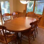 Wooden dining set with hutch