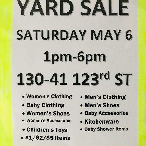 Photo of Yard Sale Saturday May 6 in Queens NY
