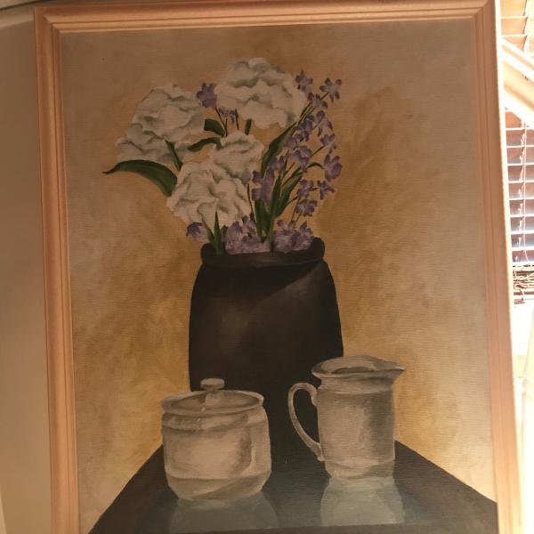 Photo of Still life oil painting with frame
