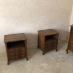 Traditional wood dresser and pair of matching side tables