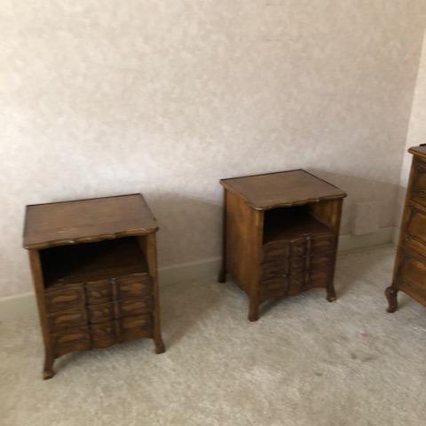 Photo of Traditional wood dresser and pair of matching side tables