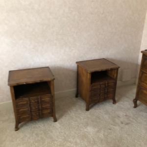 Photo of Traditional wood dresser and pair of matching side tables
