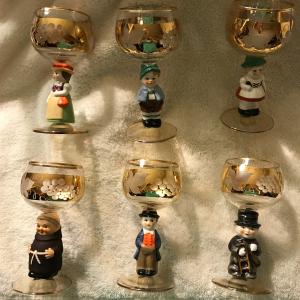 Photo of 6 Vintage Goebel Bavarian Hummel Wine Glasses