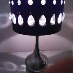 Art Deco Table Lamp with Black Shade and Crystals