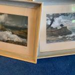 PAIR Title Signed Watercolors Ocean Scenes Midway Point Lobos Monterey Californi