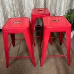 Three Red Barstools 24"