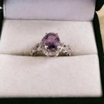 14k White Gold with an Amethyst center stone