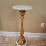 Gilt Wood & Marble Plant Stand