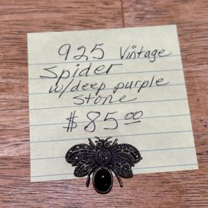 Photo of Vintage  925  Spider Brooch  with Deep Purple Stones