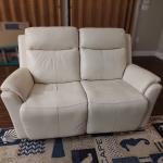 White Leather electric reclining Loveseat