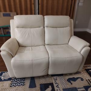 Photo of White Leather electric reclining Loveseat