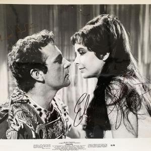 Photo of Cleopatra Richard Burton and Elizabeth Taylor signed movie photo