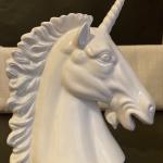 Unicorn glossy white head statue book end 7" tall