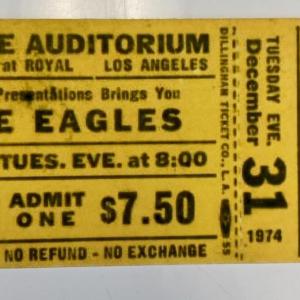 Photo of Eagles concert ticket unsigned Dec 31 1974