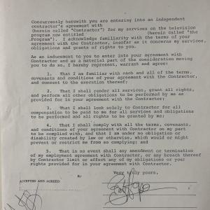 Photo of Bob Hope signed contract