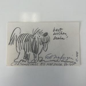 Photo of Ed Nofziger hand drawn and signed sketch