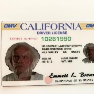 Photo of Back to the Future Emmett Brown CA Driver License