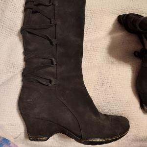 Photo of Sofft Sharnell 2 Boots Women's 8.5M Black Suede Tall Lace Up Riding Knee High
