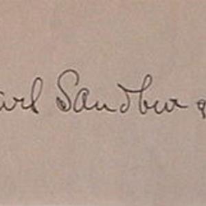 Photo of Pulitzer Prize Winner Carl Sandburg signature slip