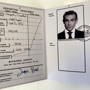 Photo of James Bond passport movie prop