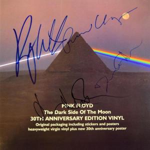 Photo of Pink Floyd Dark Side of the Moon band signed Record Insert Sticker 