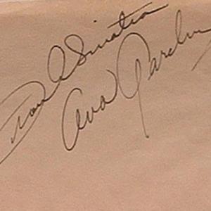 Photo of Ava Gardner and Frank Sinatra signature slip 