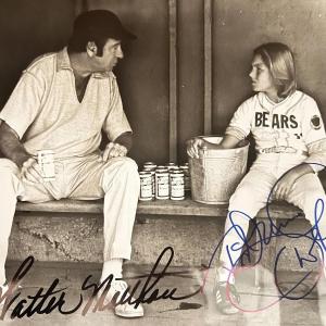 Photo of The Bad News Bears Walter Matthau and Tatum O'Neal signed movie photo 