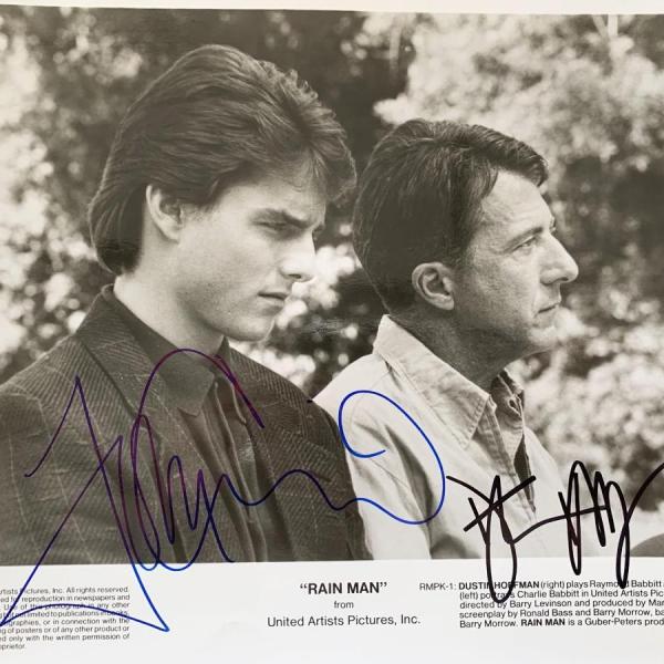 Photo of Rain Man Tom Cruise and Dustin Hoffman signed movie photo