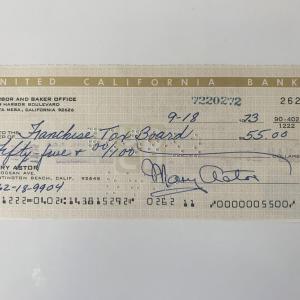 Photo of Mary Astor signed check 