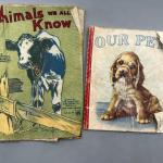 Pair of Vintage Children's Toddler Preschooler Animal Picture Books Linen Cloth 