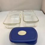 Pyrex Clear Glass Bread Bakeware Dishes and Small Lidded Storage Container