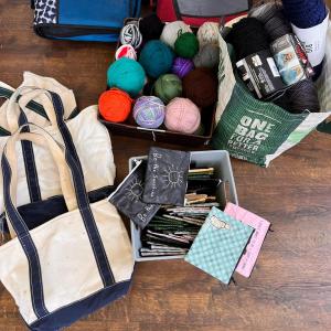 Photo of Skeins of Yarn, Canvas Totes, Change Purses