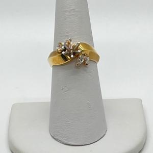 Photo of LOT 77: 14K Gold Diamond Setting Ring - Size 7 - Missing Center Stone - .43 Ct D