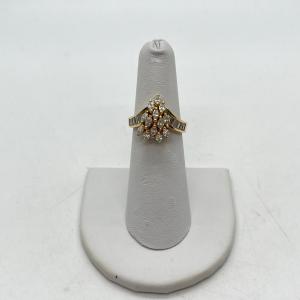 Photo of LOT 59: 14K Gold Diamond Cluster Ring - Size 6 - 5.0 gtw