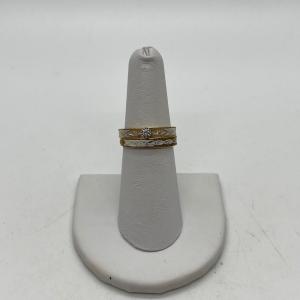 Photo of LOT 61: 5.9 gtw 14K Gold Two-Tone Diamond Engagement Ring/Wedding Band Set sz. 7
