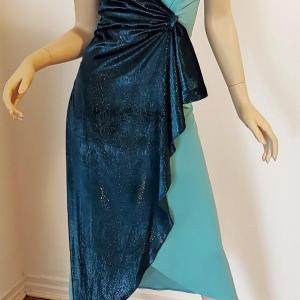 Photo of Pinko  Dress NWT Wrap Contrast Dress Aqua Crepe /Velour lame'  Rhinestone Should