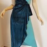 Pinko  Dress NWT Wrap Contrast Dress Aqua Crepe /Velour lame'  Rhinestone Should