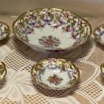 Nippon Hand Painted Berry Bowl And Five Small Bowls