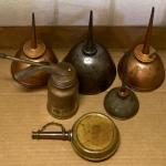 Five Vintage Oil Cans And Brass Banjo Oiler