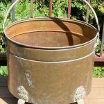 Large Copper Log Bin/Planter With Handle