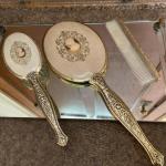 Cameo hand mirror, brush & comb set