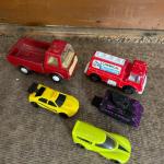5 toy cars/trucks