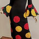 Vtg 70s Victor Costa OOAK Maxi dress Floral Chambray  Appliqués